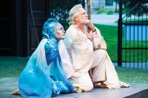 Melinda Parrett (left) as Ariel and Henry Woronicz as Prospero in Utah Shakespeare Festival’s 2013 production of The Tempest. (Photo by Karl Hugh. Copyright Utah Shakespeare Festival 2013.) Show closes August 31, 2013.