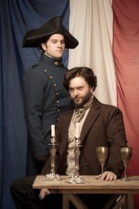 Preston Yates as Javert and Kyle Olsen as Jean Valjean.