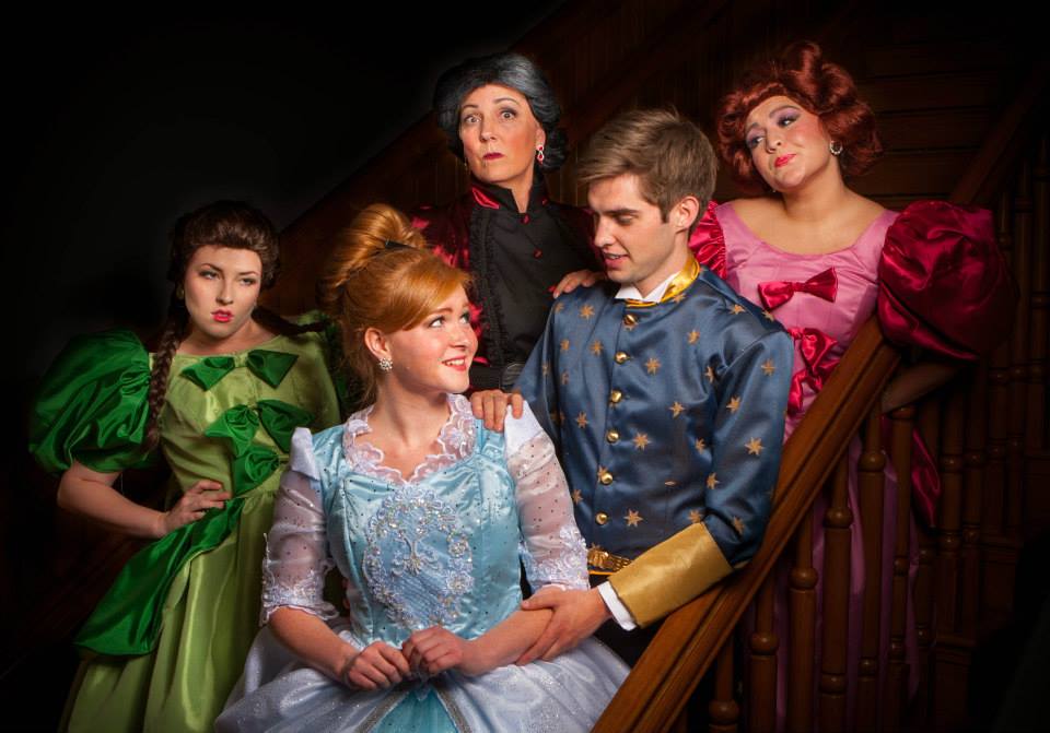 Back row: Alana Jeffery as Grace, Kathryn Lalyock Little as the stepmother, and McKelle Shaw as Joy. Front row: Jaymie Lambson as Cinderella and Parker Harmon as Prince Christopher.